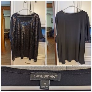 Lane Bryant black Sequin Jersey Top sz 24